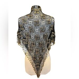 Vintage Fina Moda crochet beaded shawl